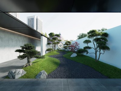 现代庭院景观3D模型下载